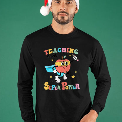 Best Teacher Shirt, Funny Teacher UnisexT-Shirt/Hoodie/Sweatshirt HLT00 - Retro Teaching is My Superpower Apple Teacher Appreciation T-Shirt