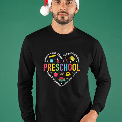 Best Teacher Shirt, Funny Teacher UnisexT-Shirt/Hoodie/Sweatshirt HLT00 - Preschool Teacher Pre-K Heart First Day of Preschool Kids T-Shirt