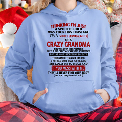 SEPTEMBER - I'M A SPOILED GRANDDAUGHTER OF A CRAZY GRANDMA - From Grandma - EBIL09 (SKU-GMD1-NTT09)
