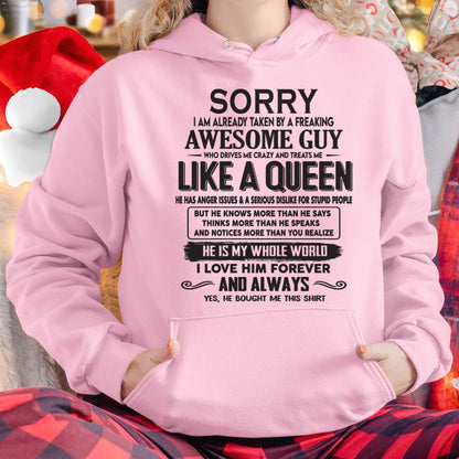 Sorry I am already taken by a freaking awesome guy - Gift for Wife From Husband - DONN00 (SKU08-25-00)