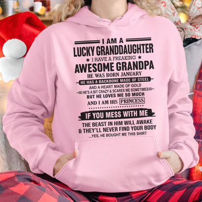 I Am A Lucky Granddaughter T-Shirt – Birthday Gift From January Grandpa / Man - EBIL01 (SKU11-122-01)