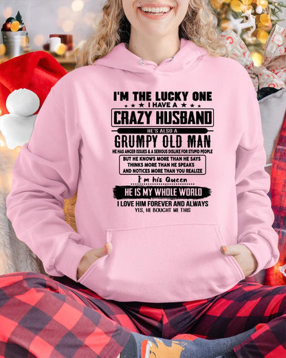 I am Lucky One I Have A Crazy Husband - Gift for Wife From Husband - Ebil00 (SKUT-LUCKYONE-00)