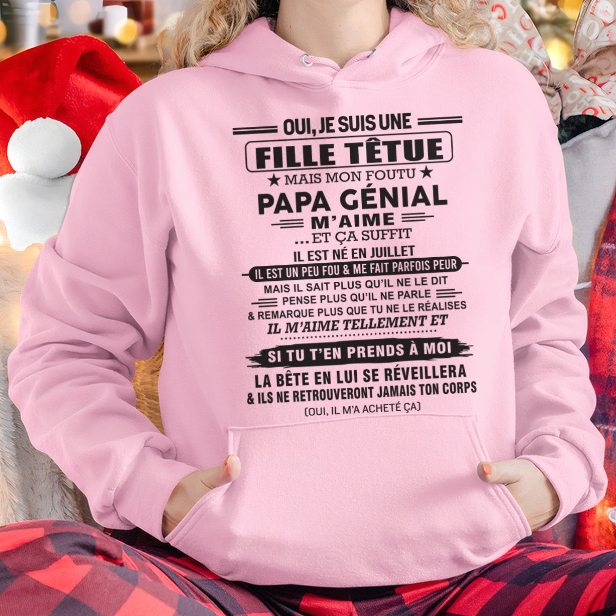 JUILLET - Oui, je suis une fille têtue – T-shirt | Cadeau d’anniversaire de papa pour sa fille - EBIL07 / fr07 (SKU12-214-07)