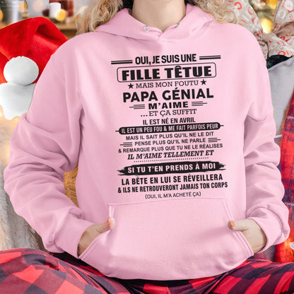 AVRIL - Oui, je suis une fille têtue – T-shirt | Cadeau d’anniversaire de papa pour sa fille - DONN04 / fr04 (SKU12-214-04)