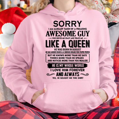 August - Sorry I am already taken by a freaking awesome guy - Gift for Wife From Husband - Ebil08 (SKU-SRG-08)