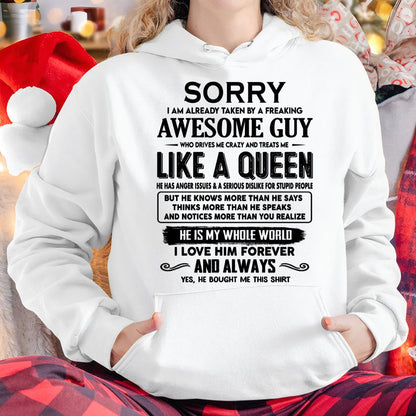 Sorry I am already taken by a freaking awesome guy - Gift for Wife From Husband - DONN00 (SKU-SRG-00)