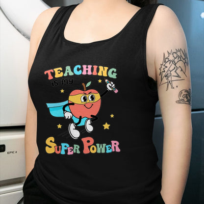 Best Teacher Shirt, Funny Teacher UnisexT-Shirt/Hoodie/Sweatshirt HLT00 - Retro Teaching is My Superpower Apple Teacher Appreciation T-Shirt