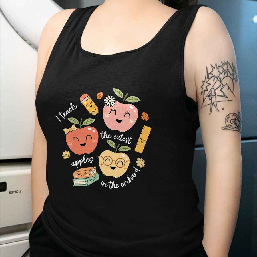Best Teacher Shirt, Funny Teacher UnisexT-Shirt/Hoodie/Sweatshirt HLT00 - I Teach The Cutest Apples in The Orchard Cute Fall Teacher T-Shirt