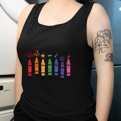 Best Teacher Shirt, Funny Teacher UnisexT-Shirt/Hoodie/Sweatshirt HLT00 - Mood Color Crayons Teacher T-Shirt