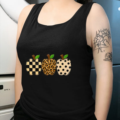 Best Teacher Shirt, Funny Teacher UnisexT-Shirt/Hoodie/Sweatshirt HLT00 - Pattern Apple Trio Leopard Print Checkered Polka Dot Teacher T-Shirt