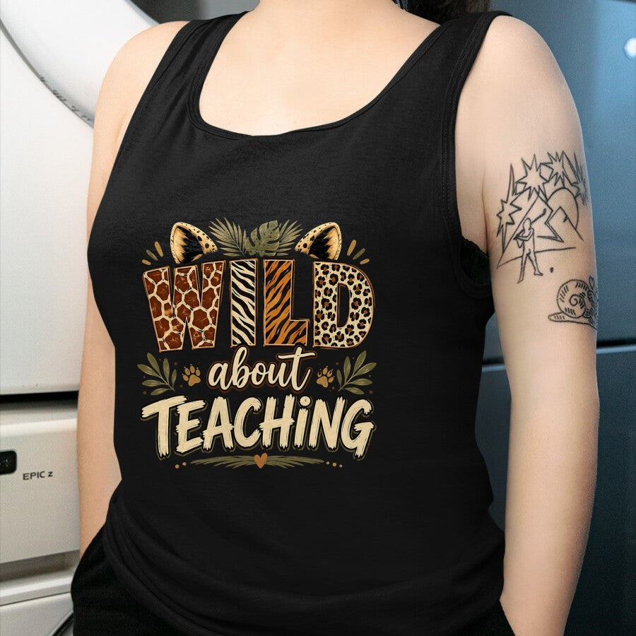 Best Teacher Shirt, Funny Teacher UnisexT-Shirt/Hoodie/Sweatshirt HLT00 - Wild About Teaching Leopard Safari Animal Print Teacher Fun T-Shirt