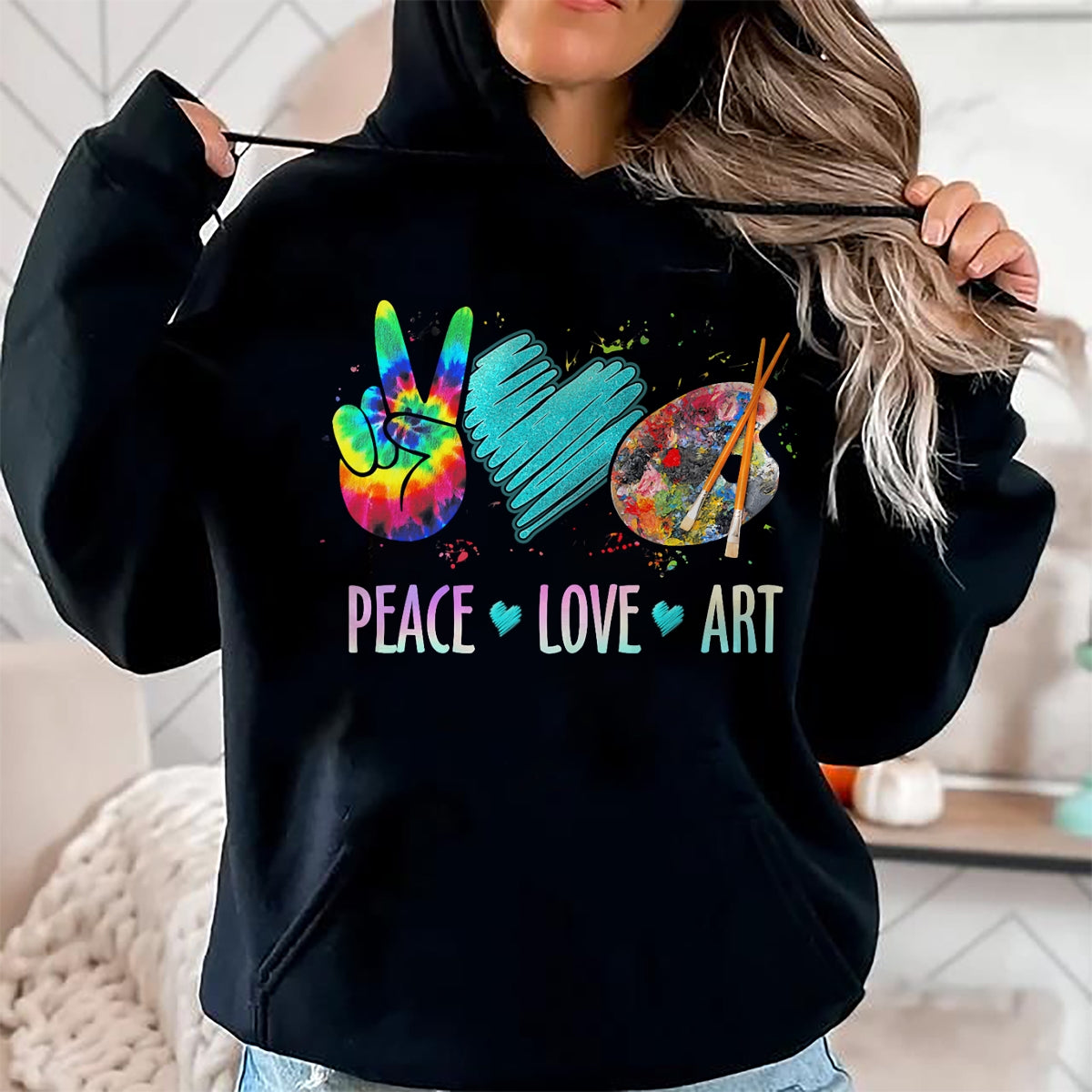 Best Teacher Shirt, Funny Teacher UnisexT-Shirt/Hoodie/Sweatshirt HLT00 - Peace Love Art Painting Palette Art Teacher T-Shirt