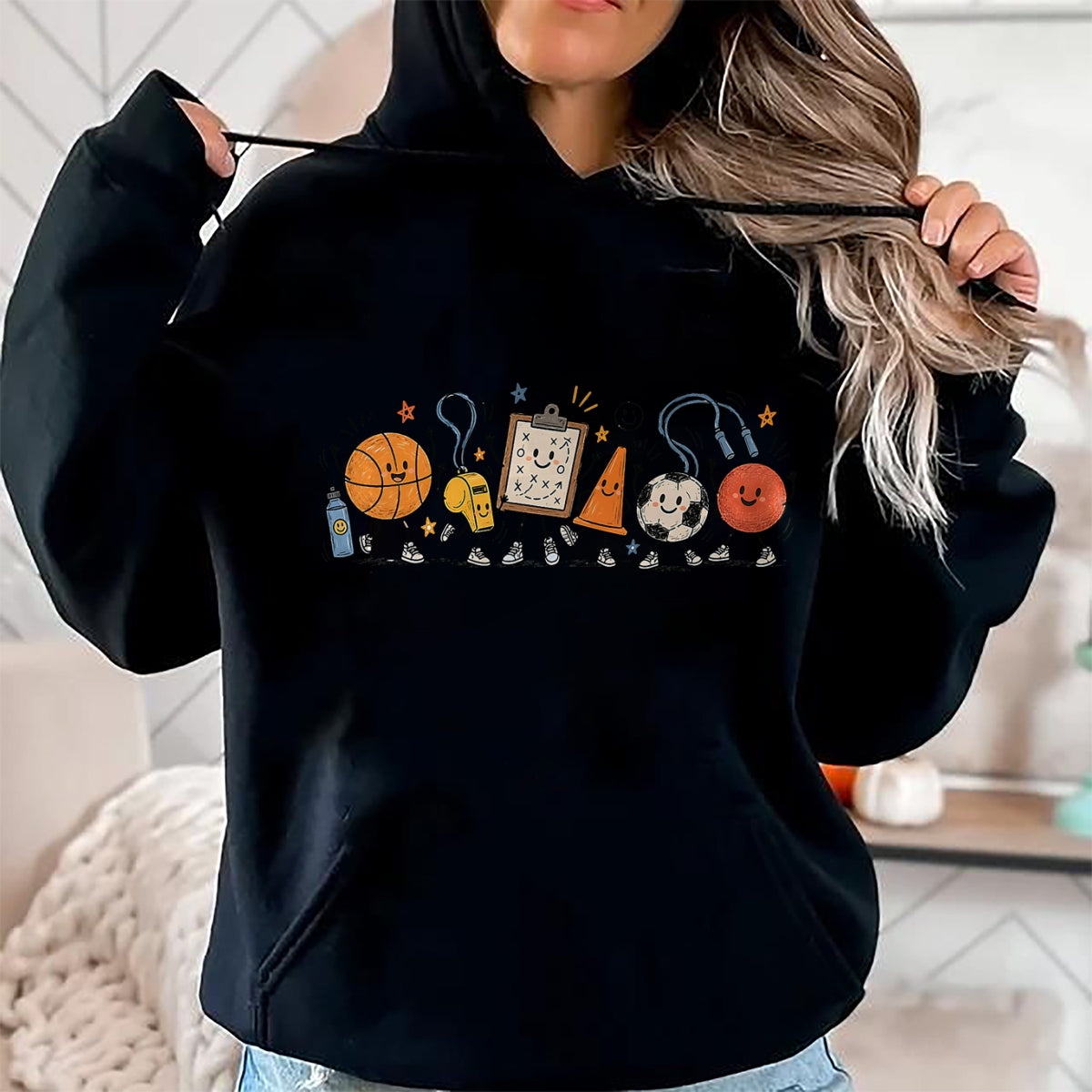 Best Teacher Shirt, Funny Teacher UnisexT-Shirt/Hoodie/Sweatshirt HLT00 - PE Teacher Doodle Physical Education Basketball Back to T-Shirt