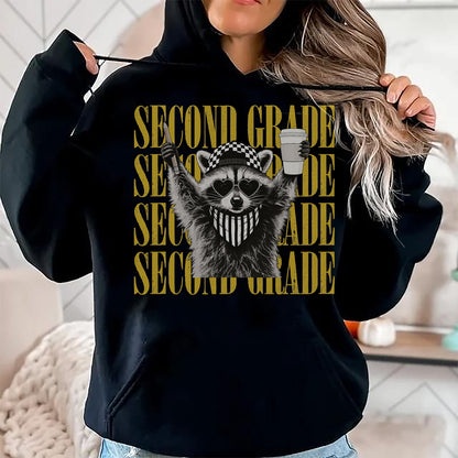 Best Teacher Shirt, Funny Teacher UnisexT-Shirt/Hoodie/Sweatshirt HLT00 - Funny Second Grade Teacher Feral Raccoon Back to School T-Shirt