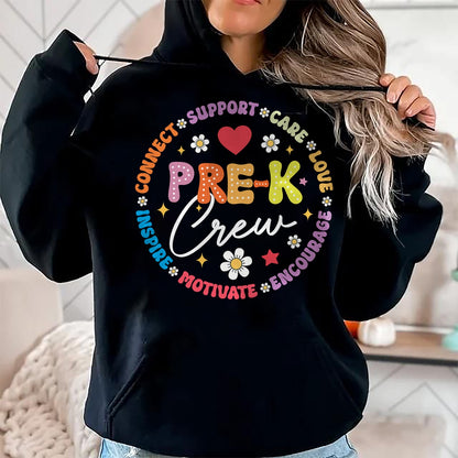 Best Teacher Shirt, Funny Teacher UnisexT-Shirt/Hoodie/Sweatshirt HLT00 - Pre-K Crew 1st Day of School Funny Preschool Teacher T-Shirt