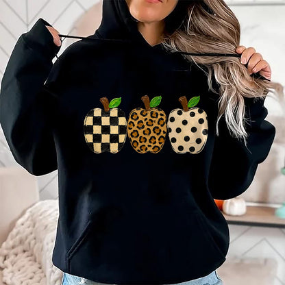 Best Teacher Shirt, Funny Teacher UnisexT-Shirt/Hoodie/Sweatshirt HLT00 - Pattern Apple Trio Leopard Print Checkered Polka Dot Teacher T-Shirt