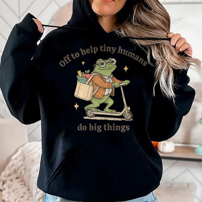 Best Teacher Shirt, Funny Teacher UnisexT-Shirt/Hoodie/Sweatshirt HLT00 - Retro Frog Elementary Teacher Help Tiny Humans Do Big Things T-Shirt