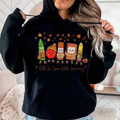 Best Teacher Shirt, Funny Teacher UnisexT-Shirt/Hoodie/Sweatshirt HLT00 - Fall in Love with Learning Teacher Classroom Women Kids T-Shirt