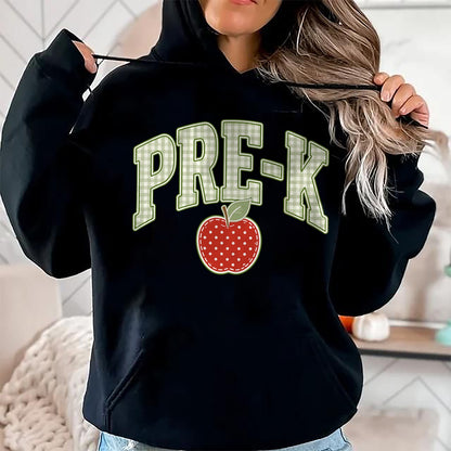 Best Teacher Shirt, Funny Teacher UnisexT-Shirt/Hoodie/Sweatshirt HLT00 - Vintage Pre-K Teacher Team Apple Gingham First Day of School T-Shirt