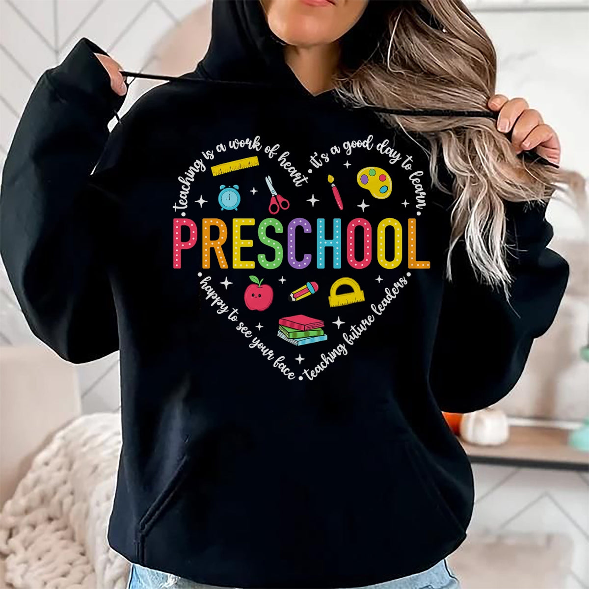 Best Teacher Shirt, Funny Teacher UnisexT-Shirt/Hoodie/Sweatshirt HLT00 - Preschool Teacher Pre-K Heart First Day of Preschool Kids T-Shirt