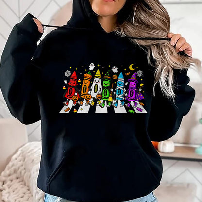 Best Teacher Shirt, Funny Teacher UnisexT-Shirt/Hoodie/Sweatshirt HLT00 - Cute Halloween Crayons Teacher Spooky Teacher Tee T-Shirt
