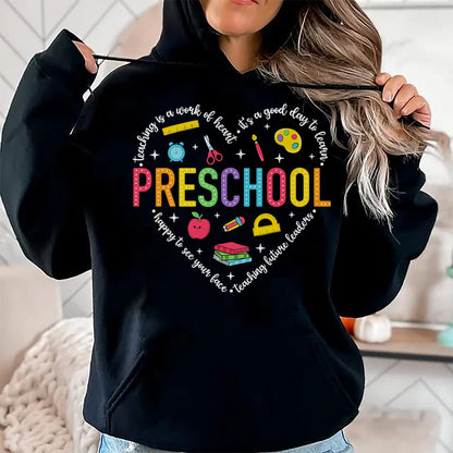 Best Teacher Shirt, Funny Teacher UnisexT-Shirt/Hoodie/Sweatshirt HLT00 - Preschool Teacher Pre-K Heart First Day of Preschool Kids T-Shirt (1)