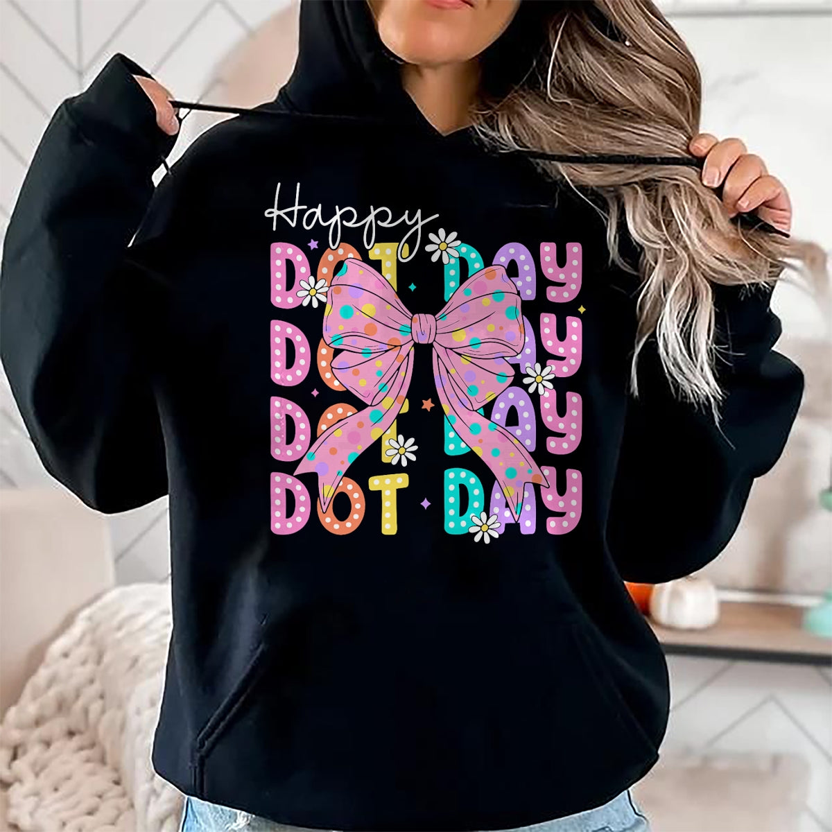 Best Teacher Shirt, Funny Teacher UnisexT-Shirt/Hoodie/Sweatshirt HLT00 - Happy Dot Day 2025 Coquette Bow Teachers Kids Boys Girls T-Shirt