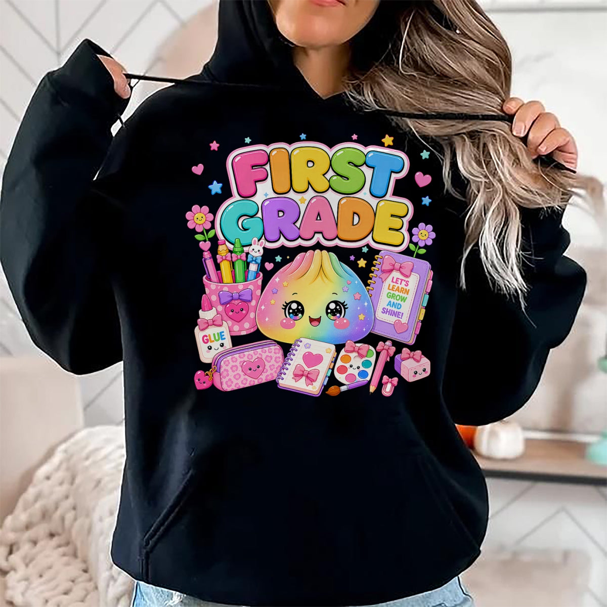 Best Teacher Shirt, Funny Teacher UnisexT-Shirt/Hoodie/Sweatshirt HLT00 - Cute Dumpling 1st First Grade Back to School Girl Teacher T-Shirt