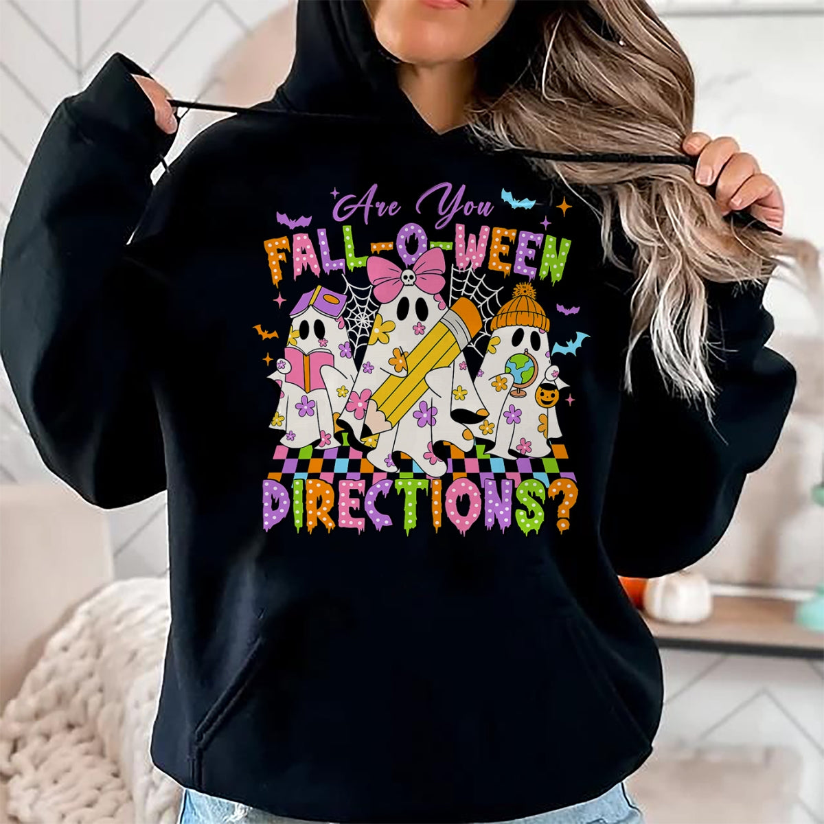 Best Teacher Shirt, Funny Teacher UnisexT-Shirt/Hoodie/Sweatshirt HLT00 - Halloween Floral Ghost Teacher are You Falloween Directions T-Shirt