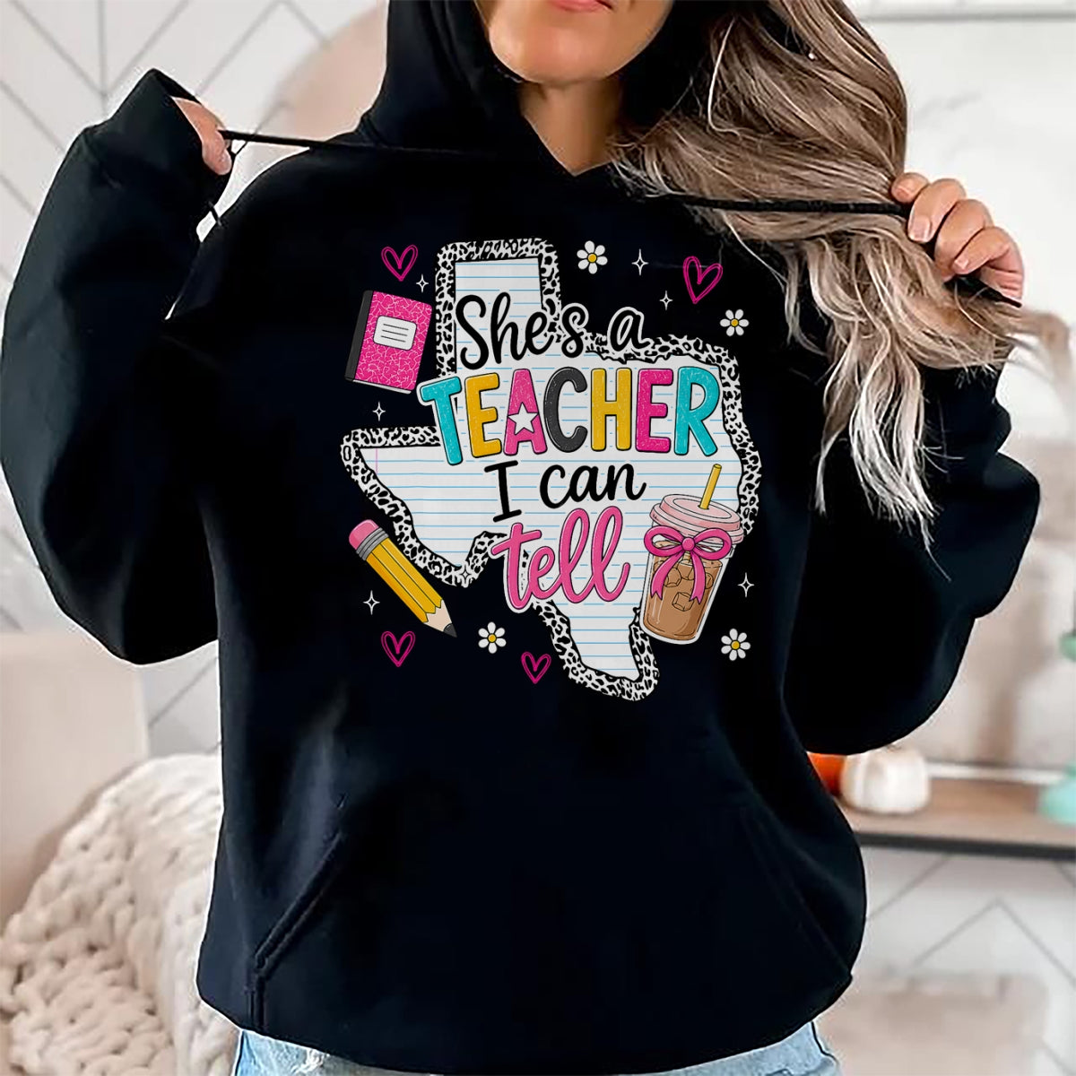 Best Teacher Shirt, Funny Teacher UnisexT-Shirt/Hoodie/Sweatshirt HLT00 - She's A Teacher I Can Tell Western Classroom Art T-Shirt
