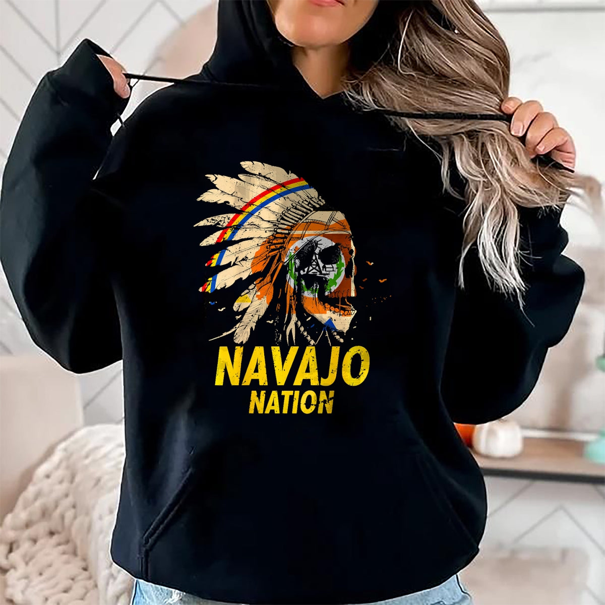 Native American T-Shirts, Vintage Native American Unisex T-Shirt/Hoodie/Sweatshirt HLT00 - American Flag - BACK PRINT Navajo-Nation Flag Native American T-Shirt (1)