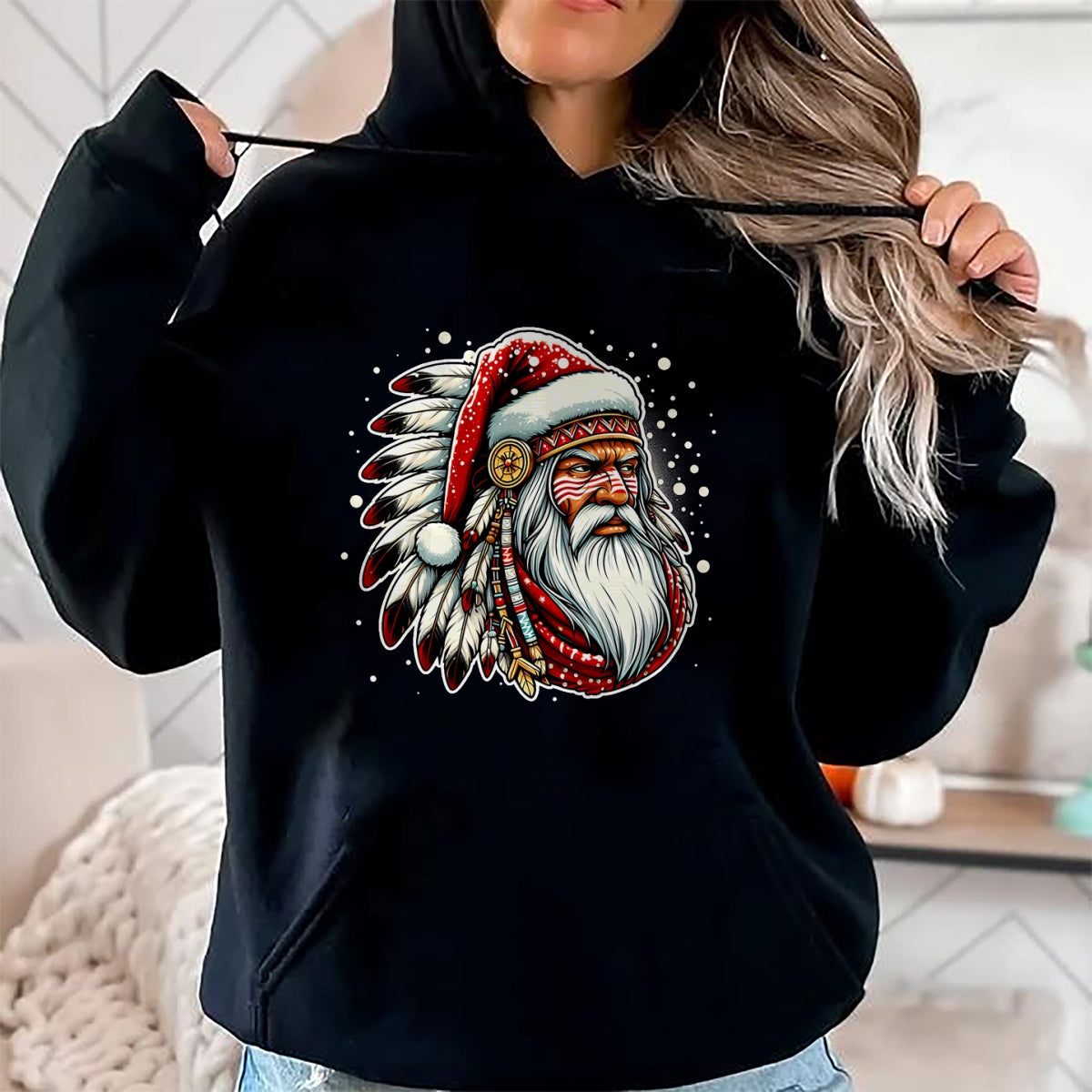 Native American T-Shirts, Vintage Native American Unisex T-Shirt/Hoodie/Sweatshirt HLT00 - Native American Santa Claus Christmas Santa Xmas T-Shirt (2)