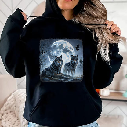 Native American T-Shirts, Vintage Native American Unisex T-Shirt/Hoodie/Sweatshirt HLT00 - Mystical Wolves Native American Full Moon Mountain 0CAS09 T-Shirt