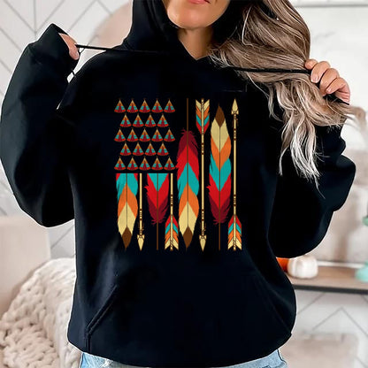 Native American T-Shirts, Vintage Native American Unisex T-Shirt/Hoodie/Sweatshirt HLT00 - Native American Flag - Pride Month Indigenous People Veteran T-Shirt