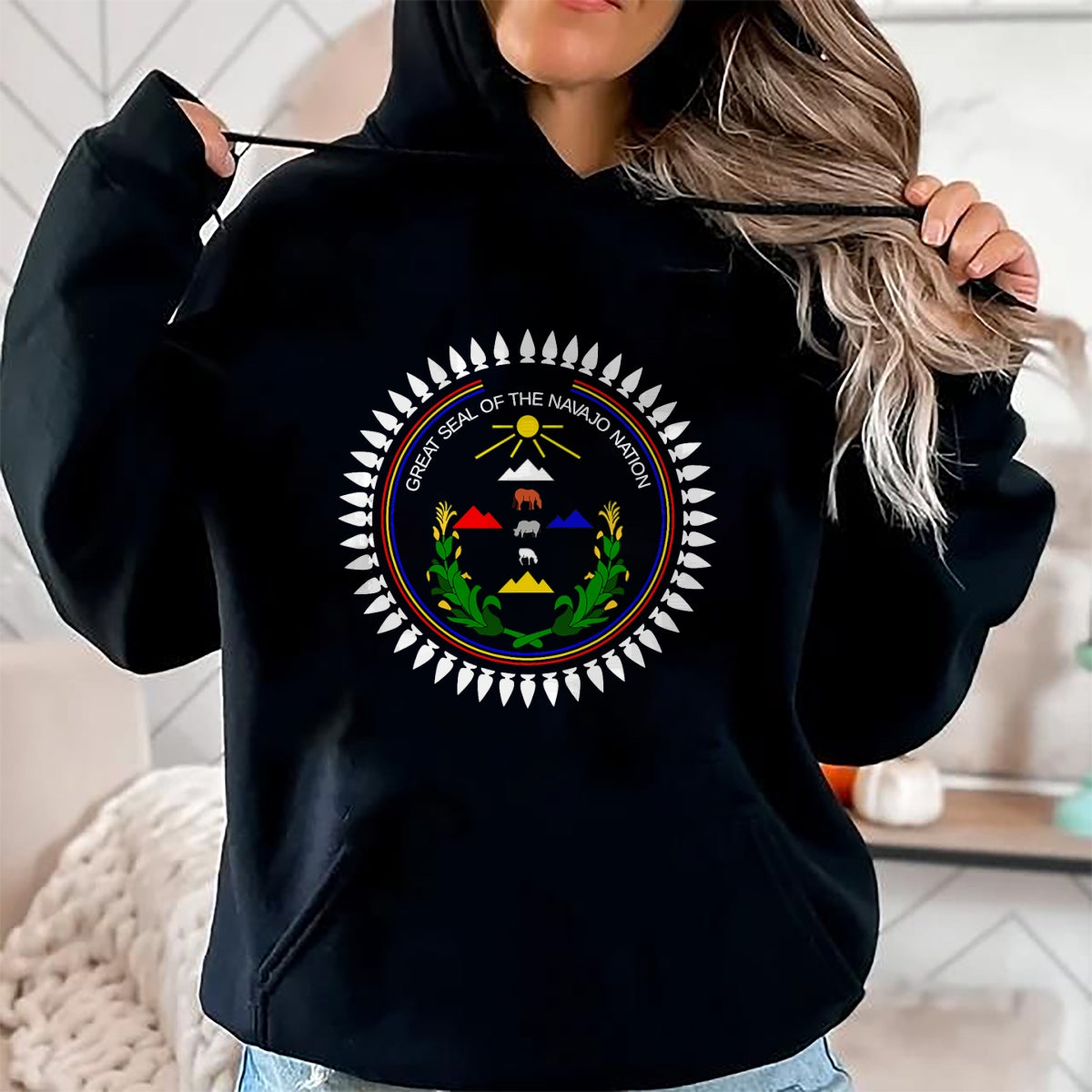 Native American T-Shirts, Vintage Native American Unisex T-Shirt/Hoodie/Sweatshirt HLT00 - Navajo Flag Native American Mens Womens Kids T-Shirt (1)
