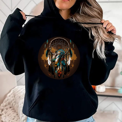 Native American T-Shirts, Vintage Native American Unisex T-Shirt/Hoodie/Sweatshirt HLT00 - Native American Dreamcatcher Indian Design Long Sleeve T-Shirt (1)