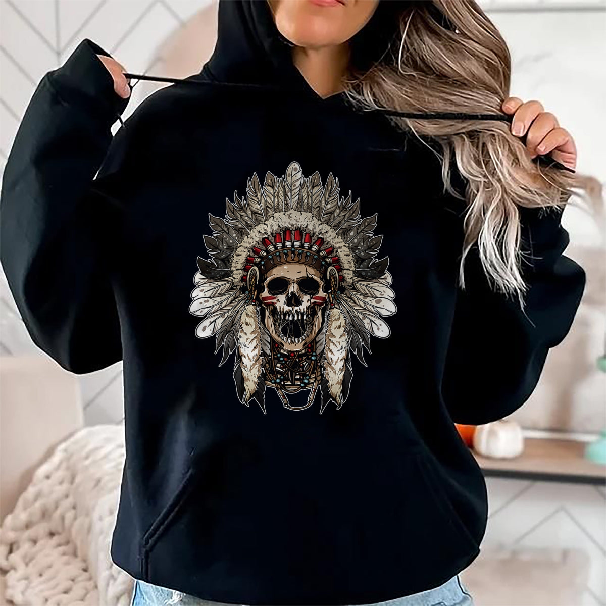 Native American T-Shirts, Vintage Native American Unisex T-Shirt/Hoodie/Sweatshirt HLT00 - American Flag - Chief Head Native American Indians Warbonnets Headdress T-Shirt (1)