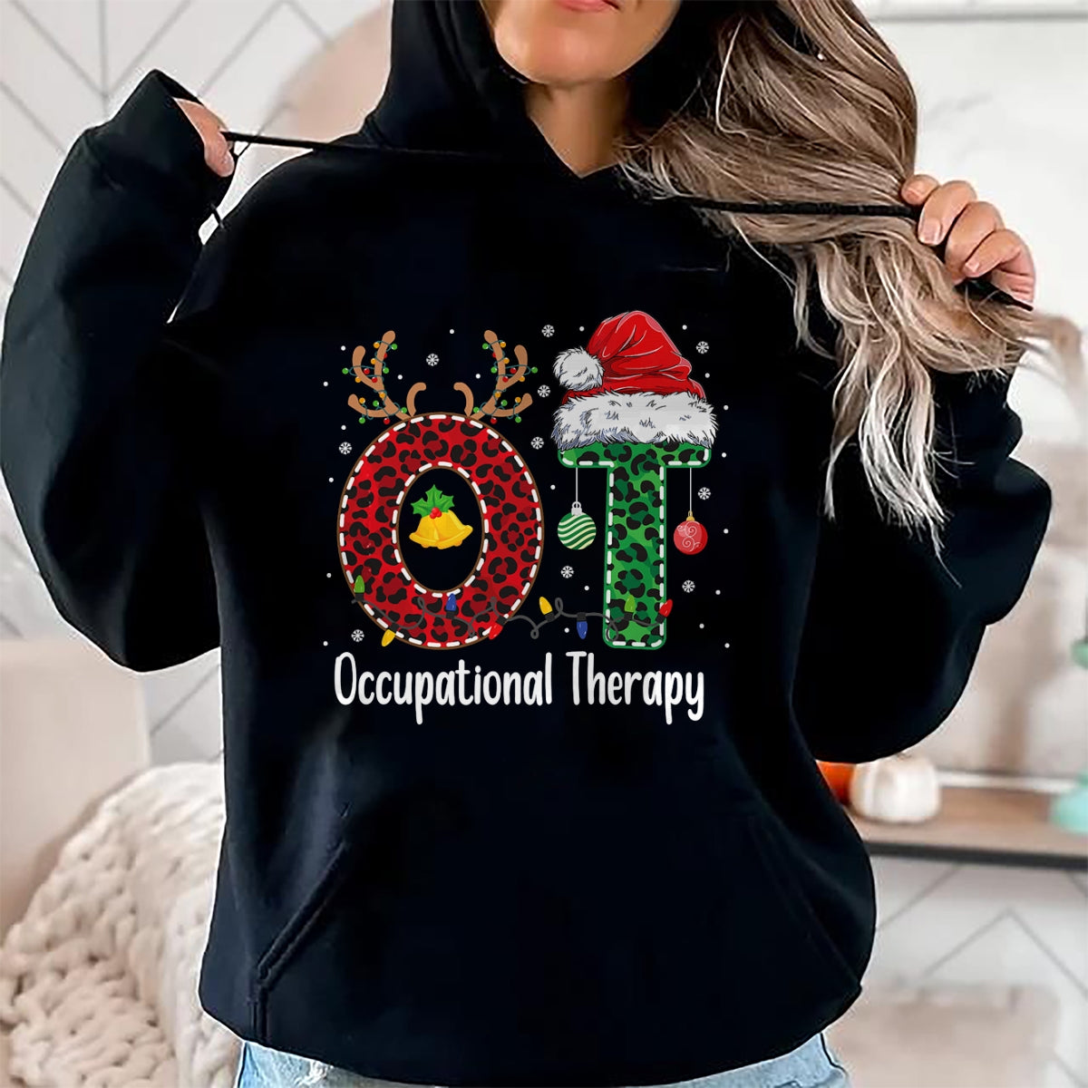 Occupational Therapy Christmas santa hat OT Therapist T-Shirt - Christmas Unisex T-Shirt/Hoodie/Sweatshirt - HNDS00