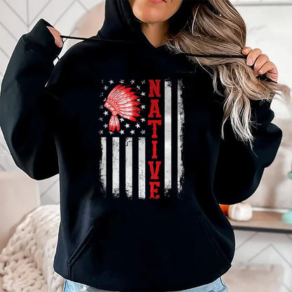 Native American T-Shirts, Vintage Native American Unisex T-Shirt/Hoodie/Sweatshirt HLT00 - Native - American Day USA Flag Cherokee Indigenous People T-Shirt (1)