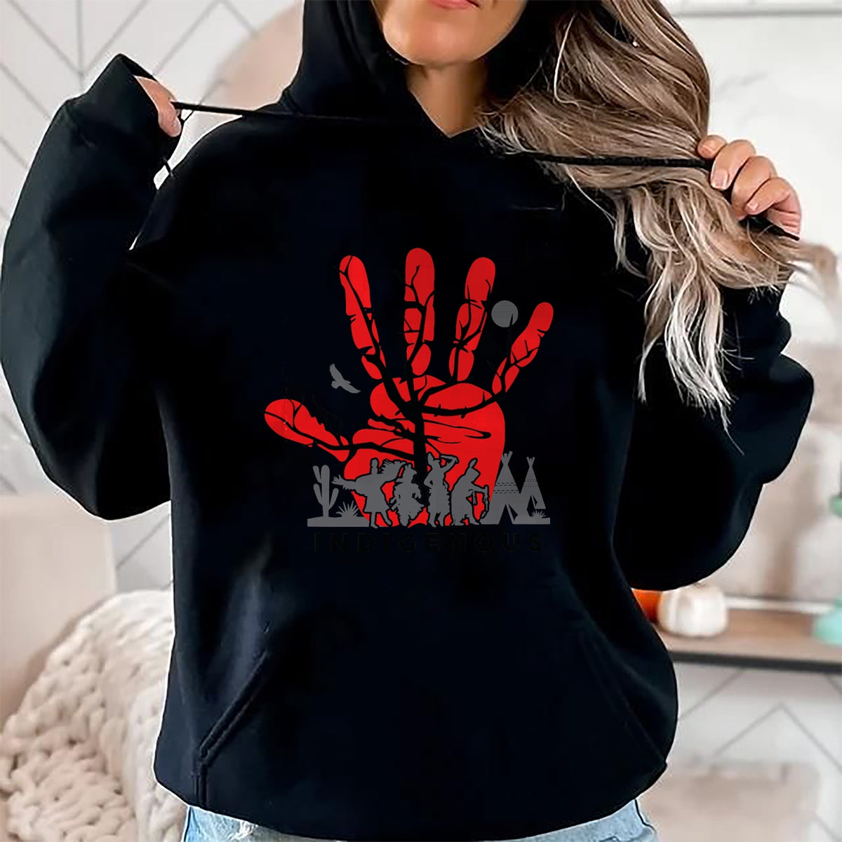 Native American T-Shirts, Vintage Native American Unisex T-Shirt/Hoodie/Sweatshirt HLT00 - Native American Indigenous Red Hand Indian Blood Themed T-Shirt (23)
