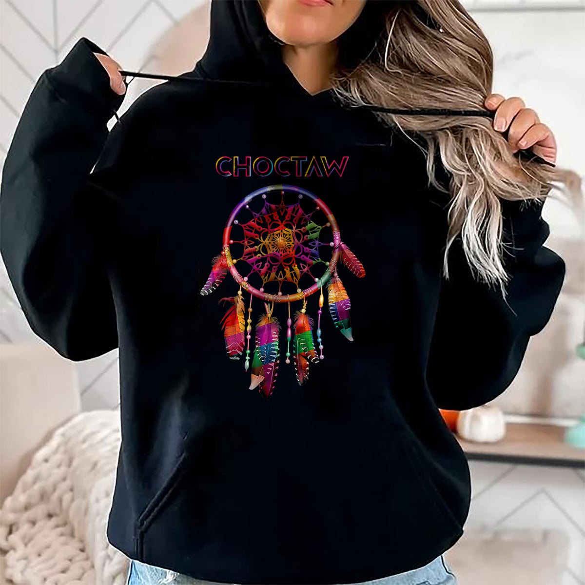 Native American T-Shirts, Vintage Native American Unisex T-Shirt/Hoodie/Sweatshirt HLT00 - American Flag - Choctaw Native American Indian Colorful Dreamcatcher Tribal T-Shirt