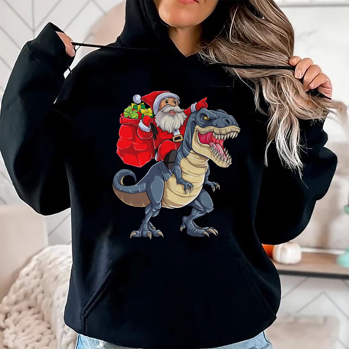 Dinosaur T rex Christmas Santa Boys Men Girls Xmas Squad T-Shirt - Christmas Unisex T-Shirt/Hoodie/Sweatshirt - HNDS00