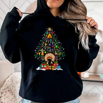 Native American T-Shirts, Vintage Native American Unisex T-Shirt/Hoodie/Sweatshirt HLT00 - American Flag - Christmas Tree Native American Tribe T-Shirt (1)