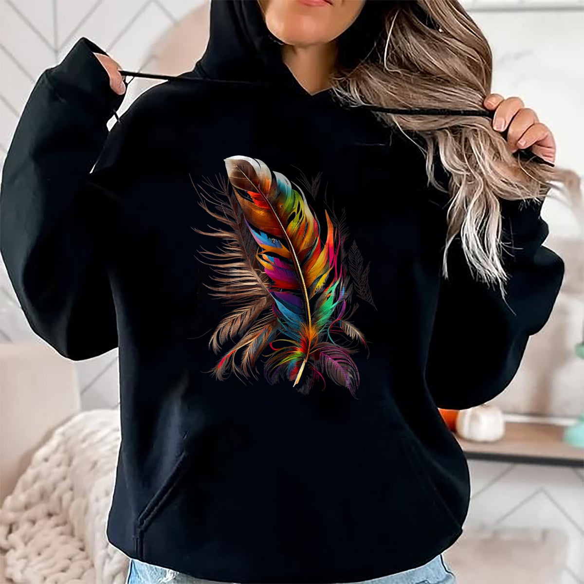 Native American T-Shirts, Vintage Native American Unisex T-Shirt/Hoodie/Sweatshirt HLT00 - Feather Southwest Native American Indian Tribal Art Graphic T-Shirt