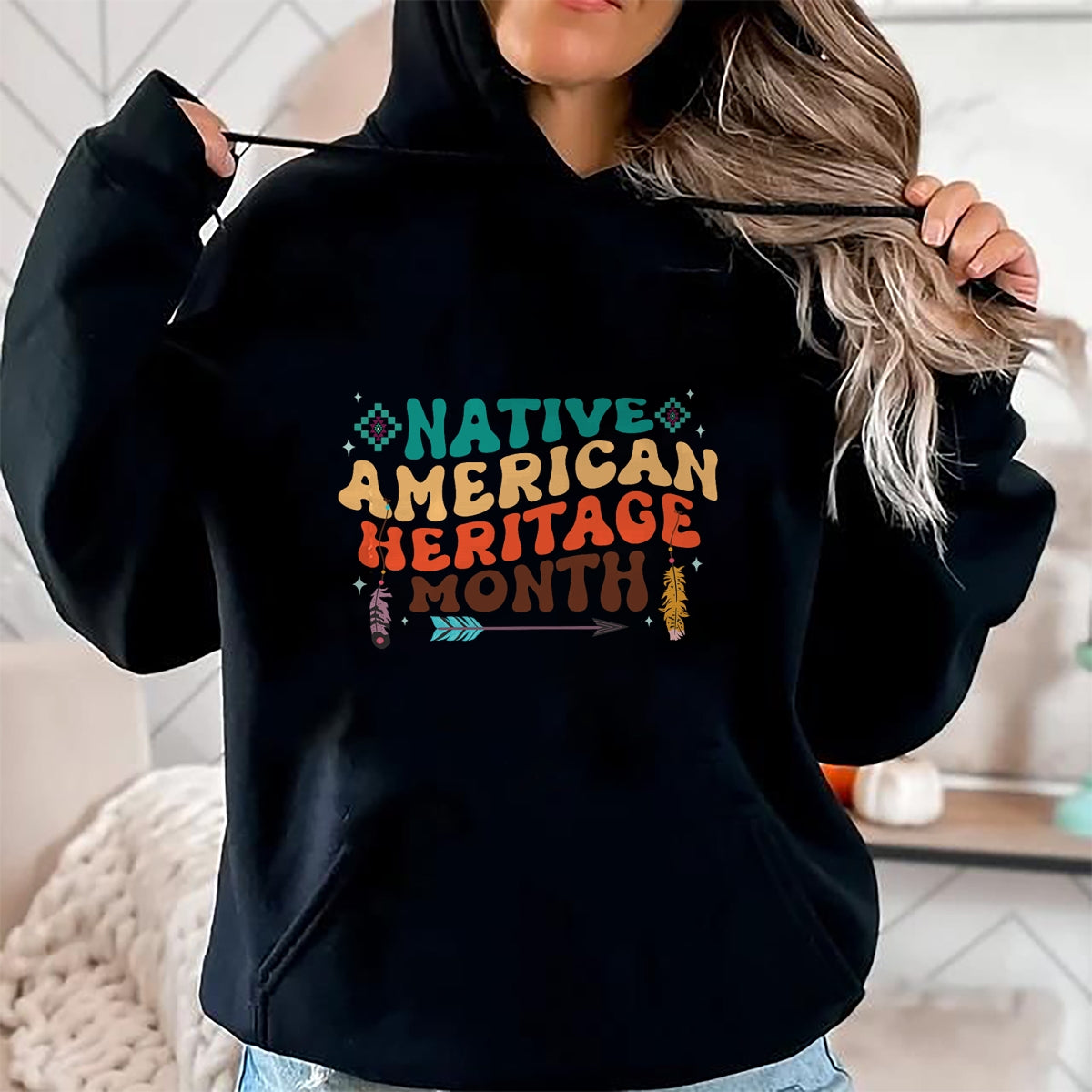 Native American T-Shirts, Vintage Native American Unisex T-Shirt/Hoodie/Sweatshirt HLT00 - National Native American Heritage Month Indigenous Women T-Shirt (1)