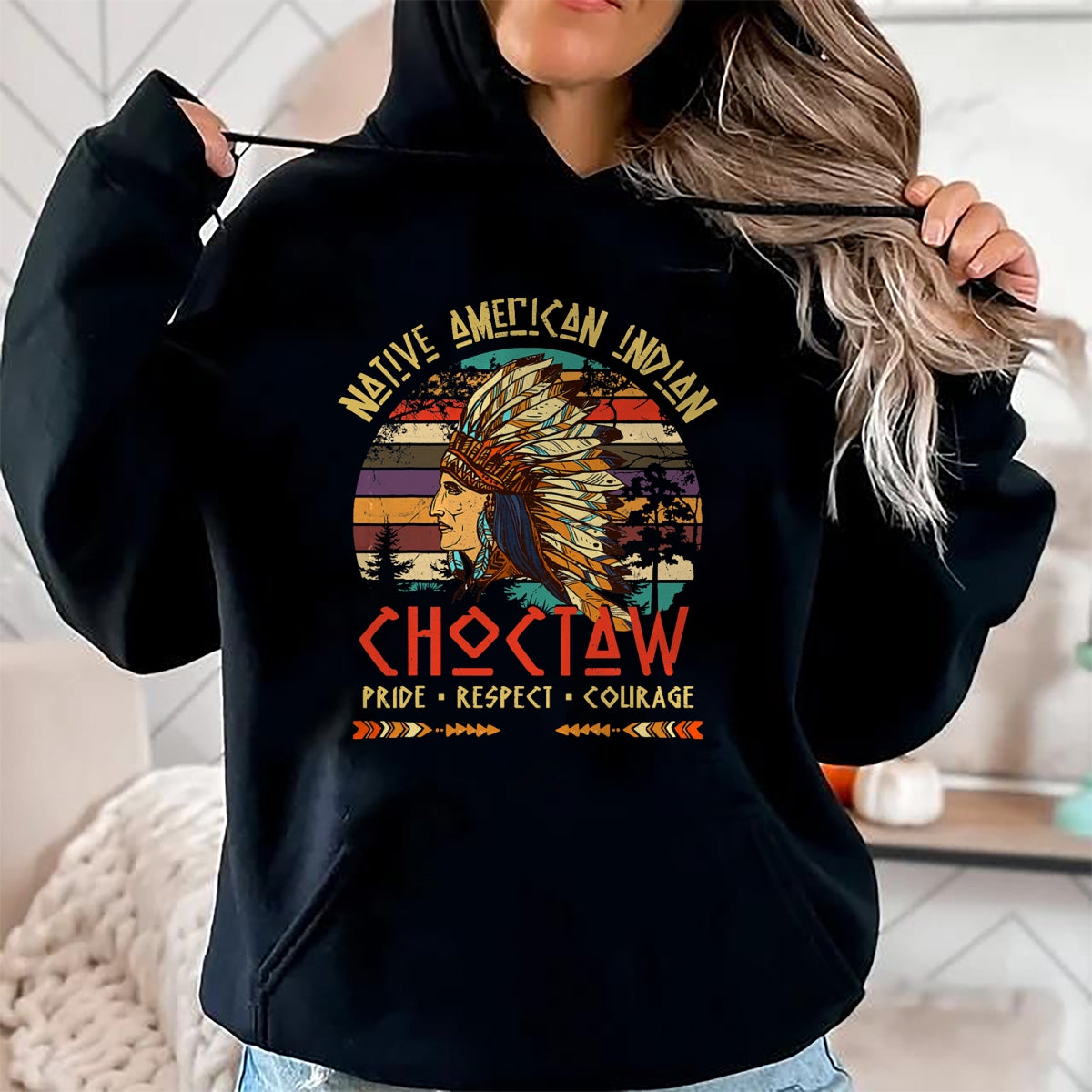 Native American T-Shirts, Vintage Native American Unisex T-Shirt/Hoodie/Sweatshirt HLT00 - American Flag - Choctaw Native American Indian Pride Indigenous Tribe T-Shirt