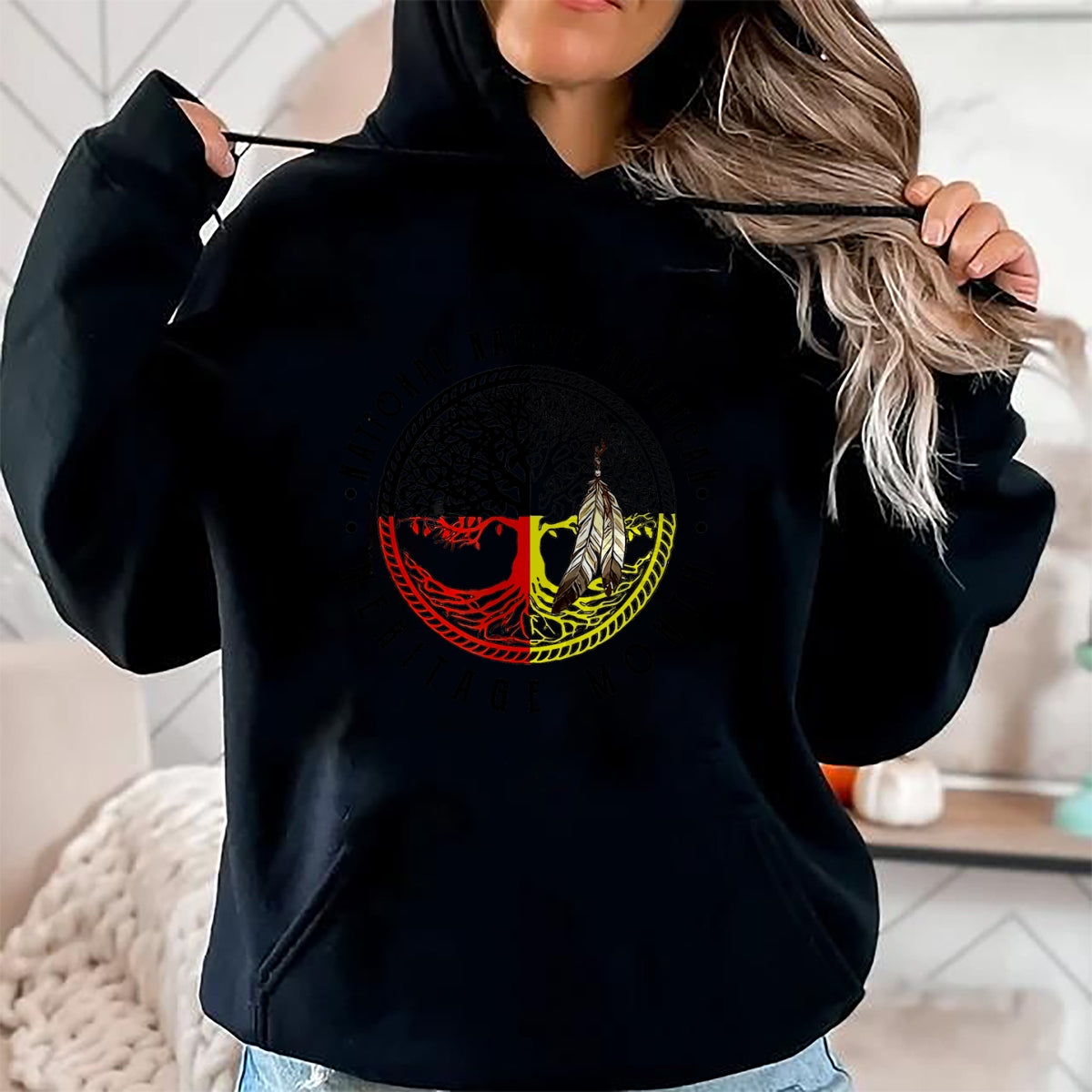Native American T-Shirts, Vintage Native American Unisex T-Shirt/Hoodie/Sweatshirt HLT00 - Native Tree Roots Leather Native American Heritage Month T-Shirt (1)
