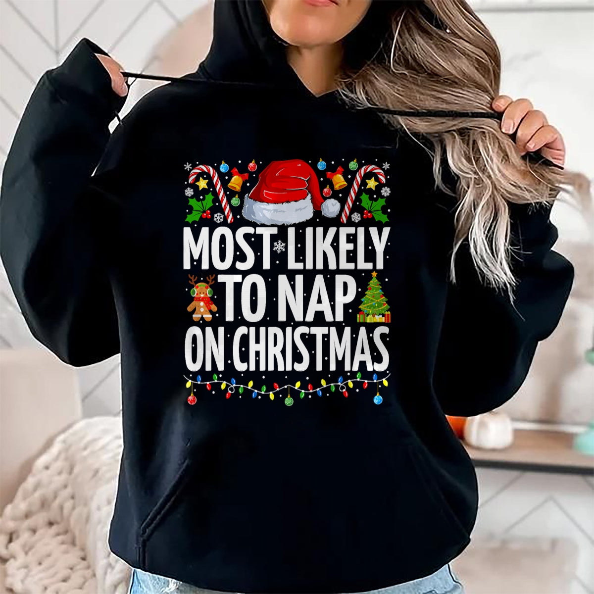 Most Likely To Nap On Christmas Funny Family Christmas T-Shirt - Christmas Unisex T-Shirt/Hoodie/Sweatshirt - HNDS00