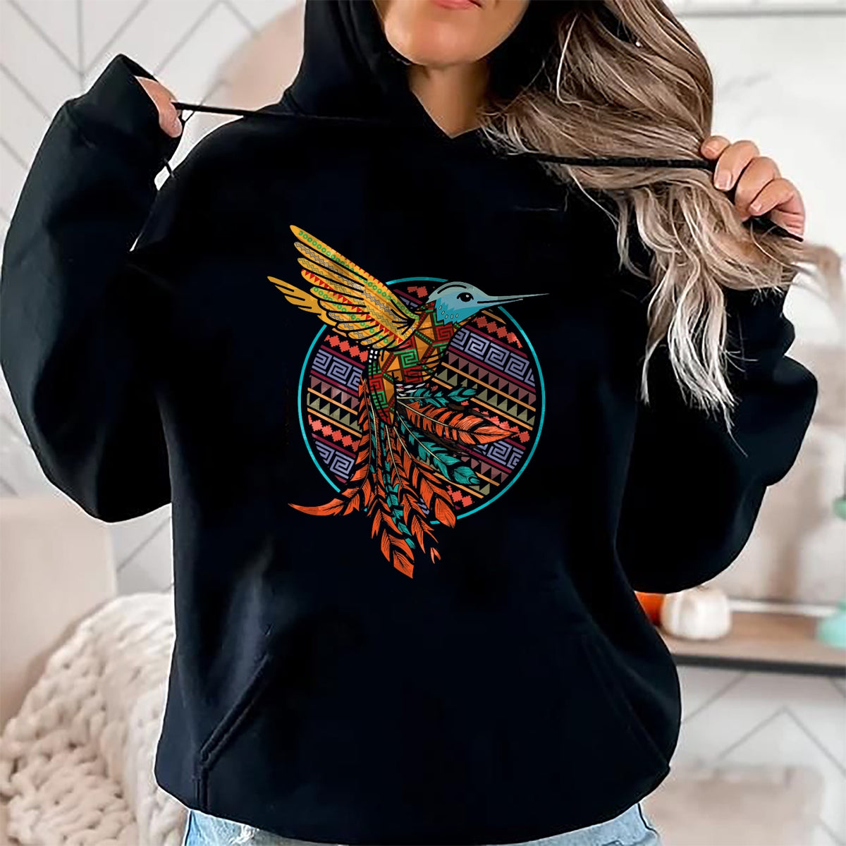 Native American T-Shirts, Vintage Native American Unisex T-Shirt/Hoodie/Sweatshirt HLT00 - Hummingbird Tribal Art Native American Indian Indigenous T-Shirt