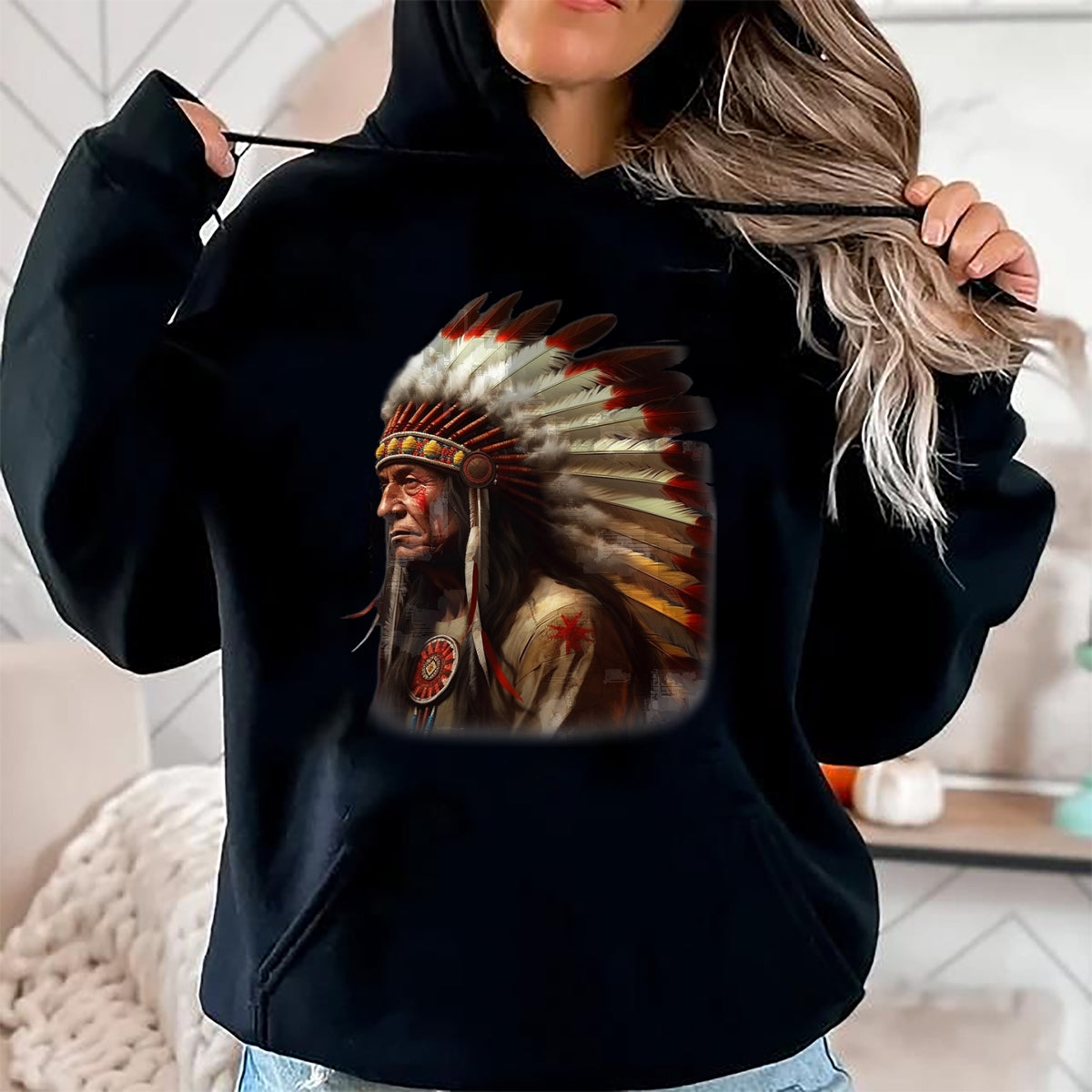 Native American T-Shirts, Vintage Native American Unisex T-Shirt/Hoodie/Sweatshirt HLT00 - Native American Indian Headdress Graphic Tees Men Women T-Shirt (1)